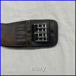 Used Total Saddle Fit Dressage Girth 32 Dark Brown Leather withBlack Padding
