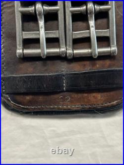 Used Total Saddle Fit Dressage Girth 32 Dark Brown Leather withBlack Padding