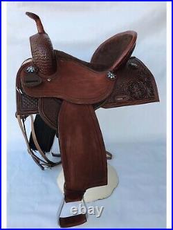 Western Barrel Racing Horse Saddles Riding Leather Cowhide Tack Equestrian 12-18