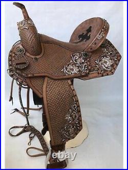 Western Horse Saddles Barrel Racing Leather Cowhide Riding Equestrian 12-18 Seat