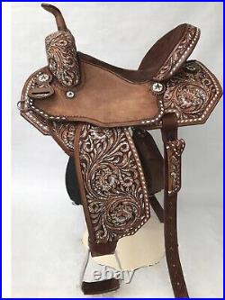 Western Horse Saddles Barrel Racing Leather Cowhide Riding Equestrian 12-18 Seat