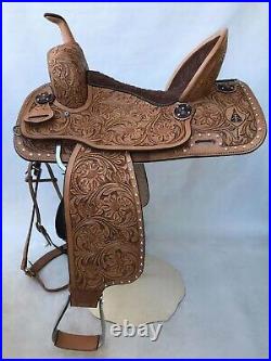 Western Horse Saddles Barrel Racing Leather Cowhide Riding Tack Equestrian 12-18