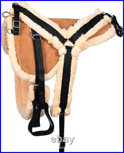 Western Horse Suede Leather Bareback Pad Breast Collar and Girth Saddle Pads B