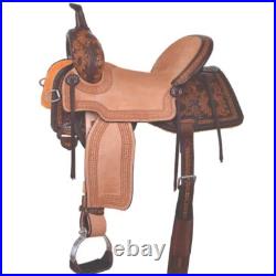 Western Leather Barrel Saddle With Free Matching Headstall Breast Collar & Cinch