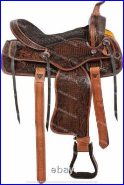 Western Leather Barrel Saddle With Free Matching Headstall Breast Collar & Cinch