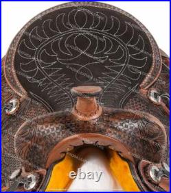 Western Leather Barrel Saddle With Free Matching Headstall Breast Collar & Cinch