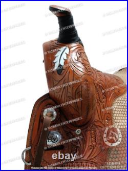 Western Leather Barrel Saddle With Free Matching Headstall Breast Collar & Cinch