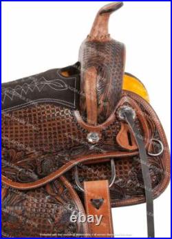 Western Leather Barrel Saddle With Free Matching Headstall Breast Collar & Cinch