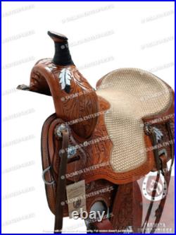 Western Leather Barrel Saddle With Free Matching Headstall Breast Collar & Cinch