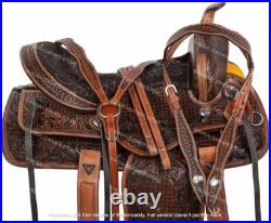 Western Leather Barrel Saddle With Free Matching Headstall Breast Collar & Cinch