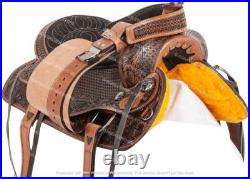 Western Leather Barrel Saddle With Free Matching Headstall Breast Collar & Cinch