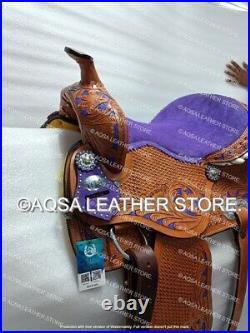 Western Leather Barrel Saddle With Free Matching Set And Back Cinch Best Quality