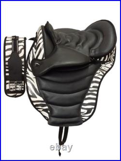 Zebra Treeless Bareback synthetic saddle + matching Girth + 14 Size For Horses Zebra Treeless Bareback synthetic saddle + matching Girth + 14 Size For Horses
