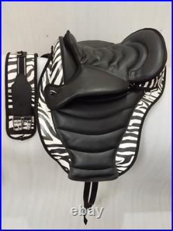 Zebra Treeless Bareback synthetic saddle + matching Girth + 14 Size For Horses Zebra Treeless Bareback synthetic saddle + matching Girth + 14 Size For Horses
