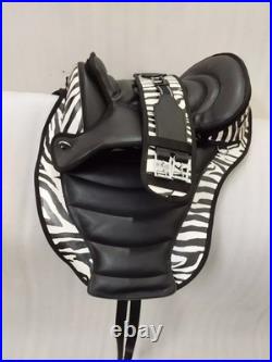 Zebra Treeless Bareback synthetic saddle + matching Girth + 15 Sizes For Horses