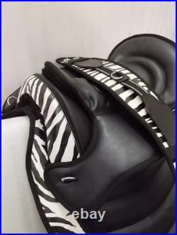 Zebra Treeless Bareback synthetic saddle + matching Girth + 15 Sizes For Horses