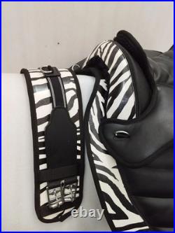 Zebra Treeless Bareback synthetic saddle + matching Girth + 15 Sizes For Horses