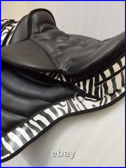 Zebra Treeless Bareback synthetic saddle + matching Girth + 15 Sizes For Horses
